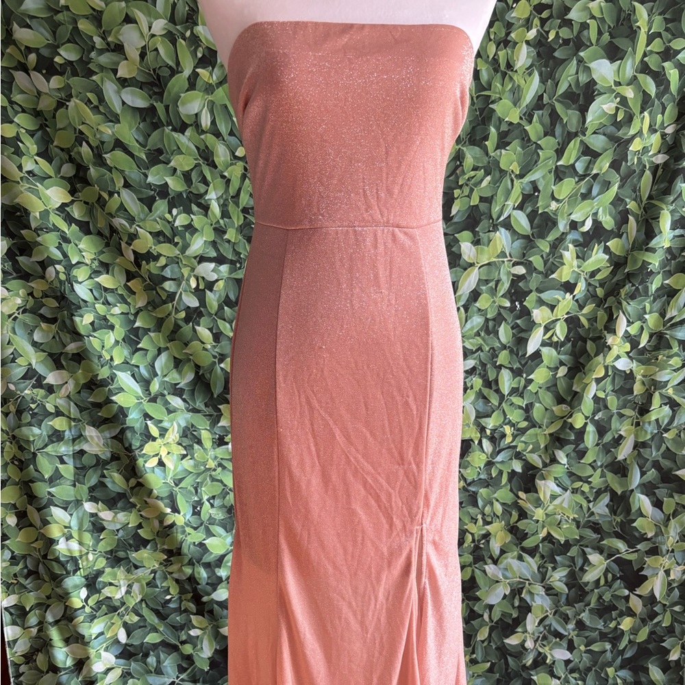 Pink Strapless Sheath Maxi Cocktail/Summer Wedding Dress